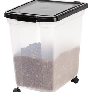 65qt IRIS Airtight Pet Food Storage Container Rolling Bin Holds Up To 50lbs Food